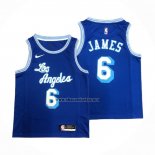 Camiseta Los Angeles Lakers LeBron James NO 6 Hardwood Classic 2021-22 Azul